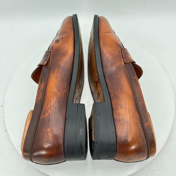 Tods Women Size EU 40.5 US 10.5 Brown Washed Leather Slip On Loafer Flat Shoes - Picture 6 of 11